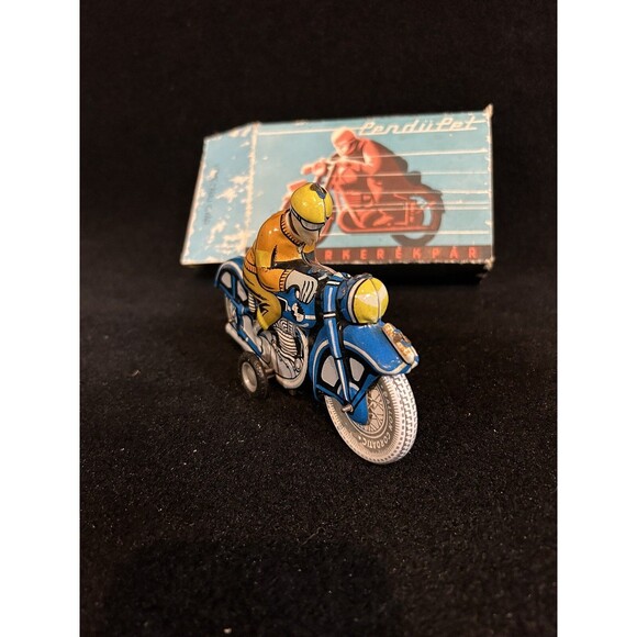 Tin Toy  Friction Powered Motorkerekpar Motorcycle W/Box B1 - Picture 4 of 12